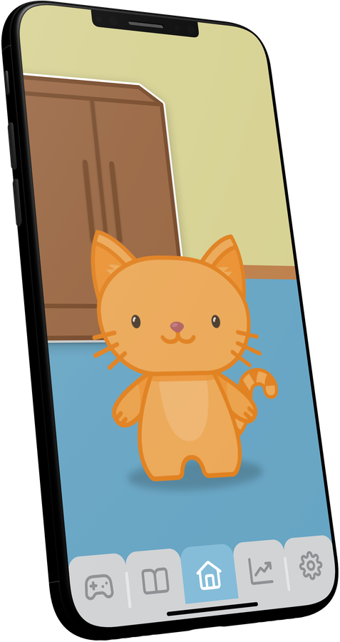 Companion app screen showing the mascot at home