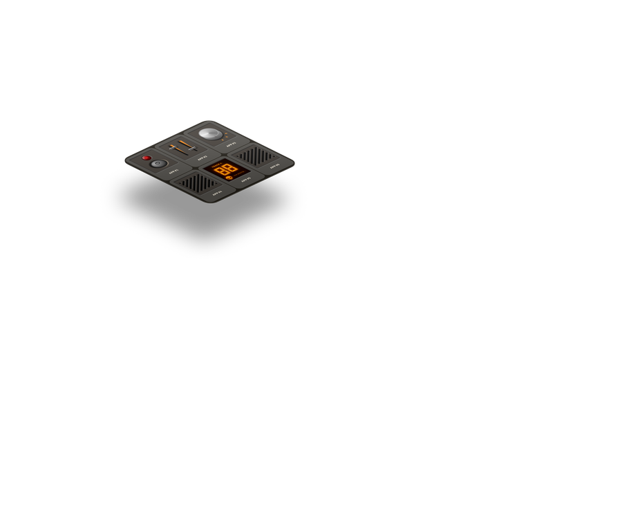 The Modu.lite widget on its own, styled like a retro synth/tape deck