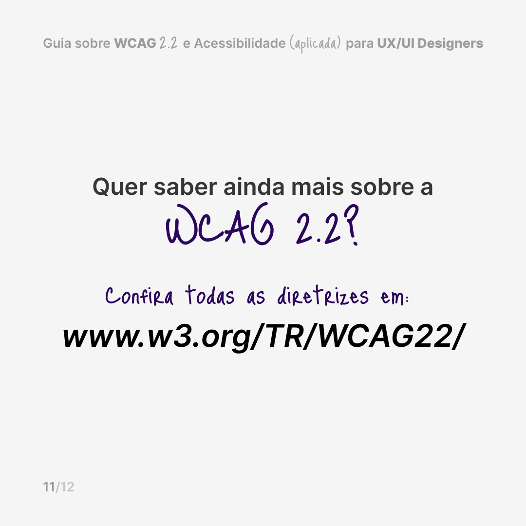 Closing slide pointing readers to the full WCAG 2.2 guidelines at w3.org/TR/WCAG22